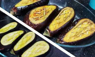 Шаг 1. Подготовка баклажанов (Крок 1. Підготовка баклажанів)