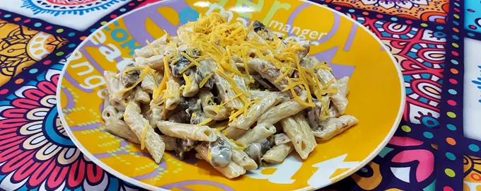 Пенне с беконом и грибами в сливочном соусе (Пенне з беконом та грибами у вершковому соусі)